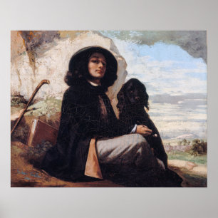 Gustave Courbet - Selbstporträt mit schwarzem Hund Poster