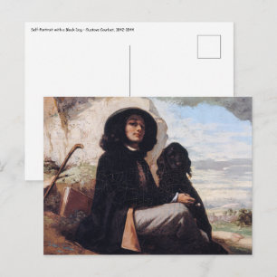 Gustave Courbet - Selbstporträt mit schwarzem Hund Postkarte