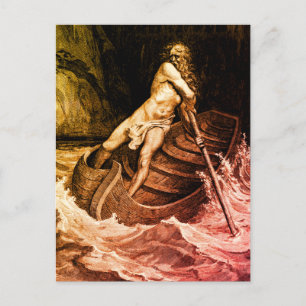 Gustave Doré - Caron Rowing/Dante's Inferno Postkarte