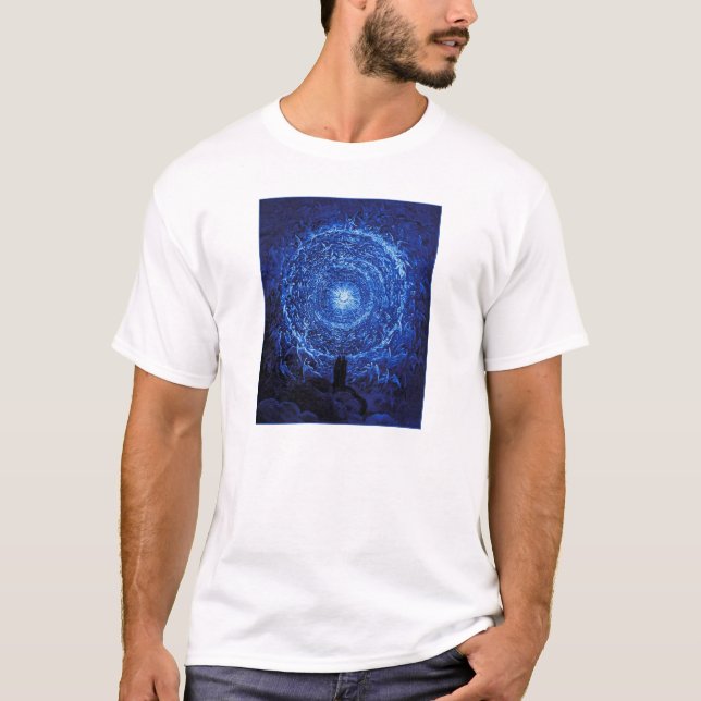 Gustave Dore der weiße Rosen-(blaue) T - Shirt (Vorderseite)