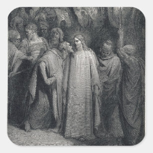 Gustave Dore - Die Heilige Bibel - Der Judas Kiss Quadratischer Aufkleber
