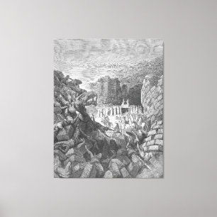 Gustave Doré - Die Mauern von Jericho fallen ein Leinwanddruck