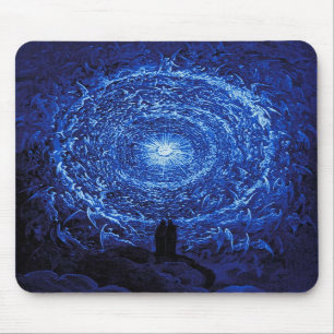 Gustave Dore die weiße Rosen-(blaue) Mausunterlag Mousepad