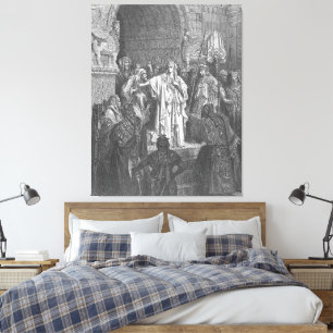 Gustave Doré - Königin Vashti weigert sich, Ahasue Leinwanddruck