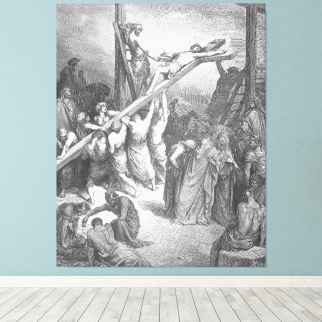 Gustave Doré - Luke 23B The Cross is Lifted Up Leinwanddruck (Insitu (Holzboden))