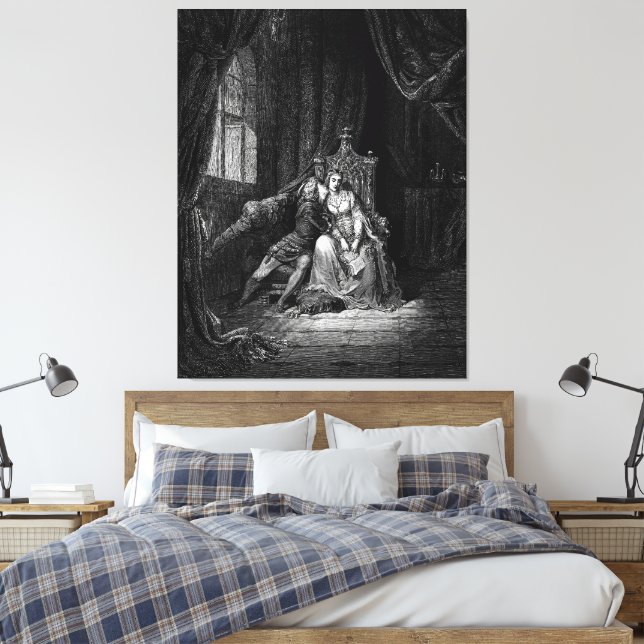 Gustave Doré - Paolo Malatesta and Francesca  Leinwanddruck (Insitu (Schlafzimmer))