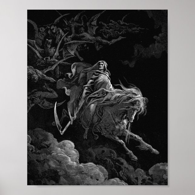 Gustave Dore - Tod auf dem blassen Pferd Poster (Vorne)