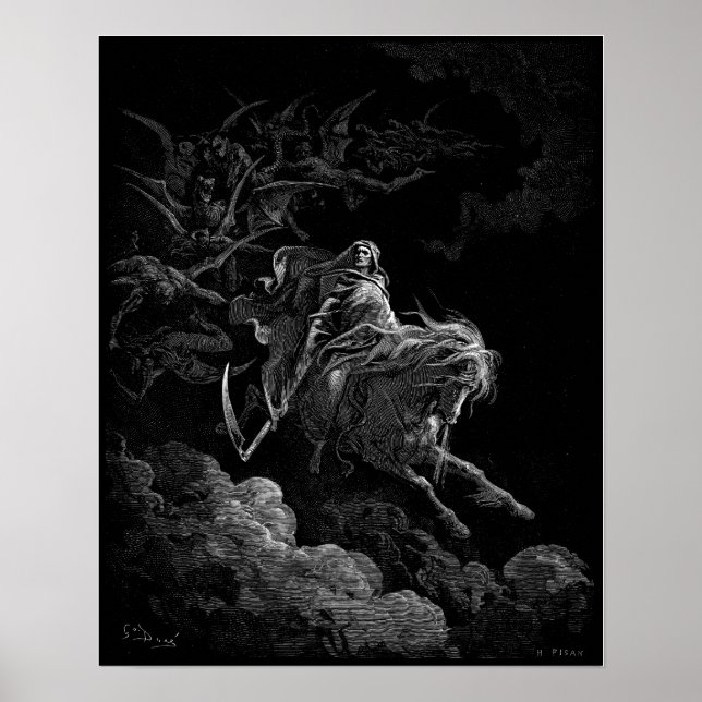 Gustave Dore Tod auf dem blauen Pferd Poster (Vorne)