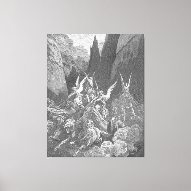 Gustave Doré - Zechariah's Vision of Four Chariots Leinwanddruck (Vorderseite)