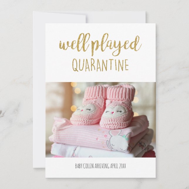 Gut abgespieltes Quarantäne-Foto Modernes Gold Gli Ankündigung (Vorderseite)