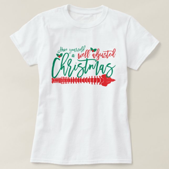 Gut angepasste Weihnachts-Chiropraktik T-Shirt (Design vorne)