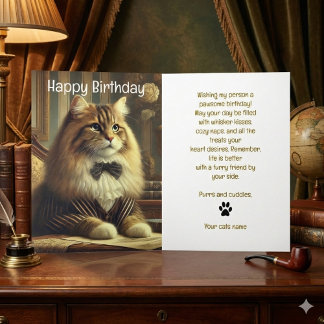 Gut angezogene Katze Alles Gute zum Geburtstag Kar Feiertagskarte