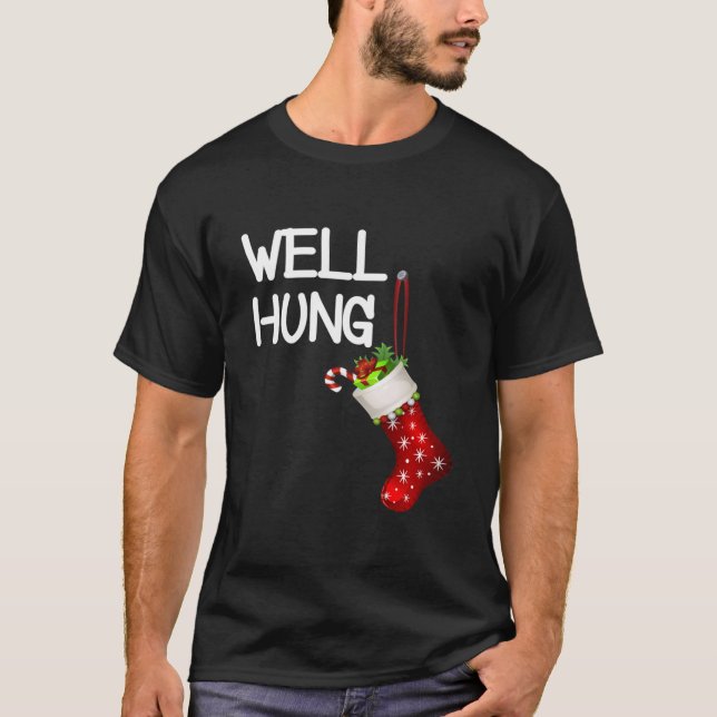 Gut aufgehängter Weihnachtsfest-Strumpf T-Shirt (Vorderseite)