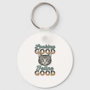Gut Aussehende Feline Gute Vintage-Katze Design_1 Schlüsselanhänger