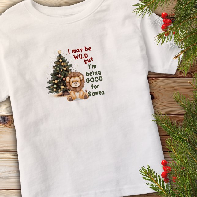 Gut für Weihnachten Personalisiert Kleinkind T-shirt (Good For Santa Christmas Lion Personalized Toddler T-shirt)