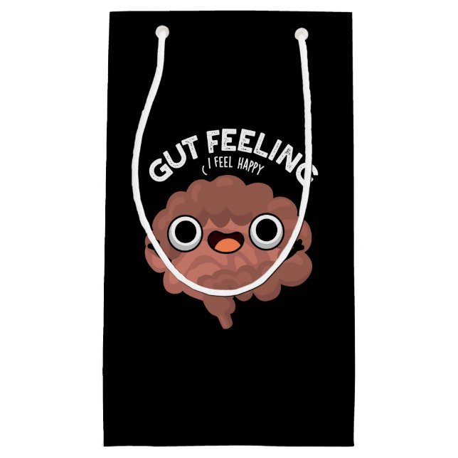 Gut Gefühl Funny Anatomie Intestine Pun Dark BG Kleine Geschenktüte (Vorderseite)