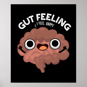 Gut Gefühl Funny Anatomie Intestine Pun Dark BG Poster