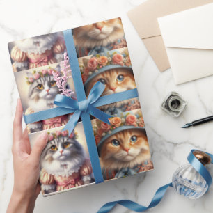 Gut gekleidete Katzen Collage Geschenkpapier
