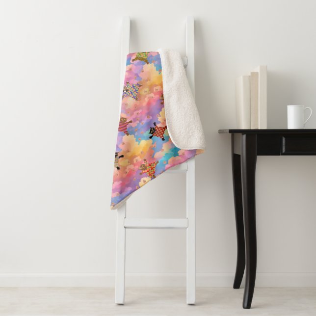 Gut gekleidete Katzen, die in den Wolken Paw Print Sherpadecke (Beispiel)