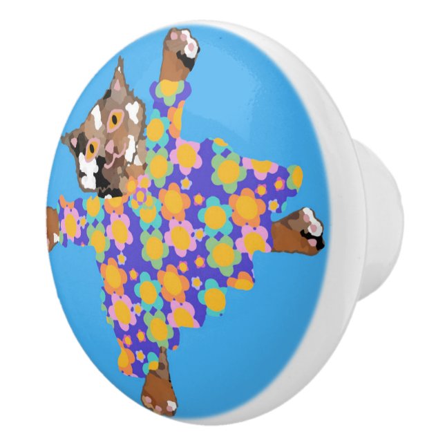 Gut gekleidete Katzen, die Paw Prints auf dem Wass Keramikknauf (Rechts)