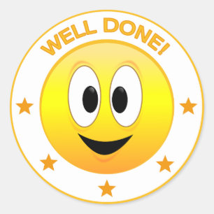Gut Gemacht Glückliches Gesicht Belohnung Runder Aufkleber