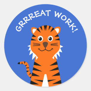 Gut gemacht, Tigerlehrer blau Runder Aufkleber