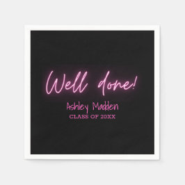 Gut geschaffene Neon Pink Moderne Graduierungspart Serviette