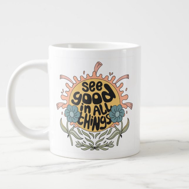 Gut in allen Dingen finden Hippie Graphic Jumbo-Tasse (Links)