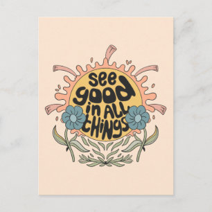Gut in allen Dingen finden Hippie Graphic Postkarte