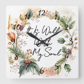 Gut mit meiner Seele Quadratische Wanduhr