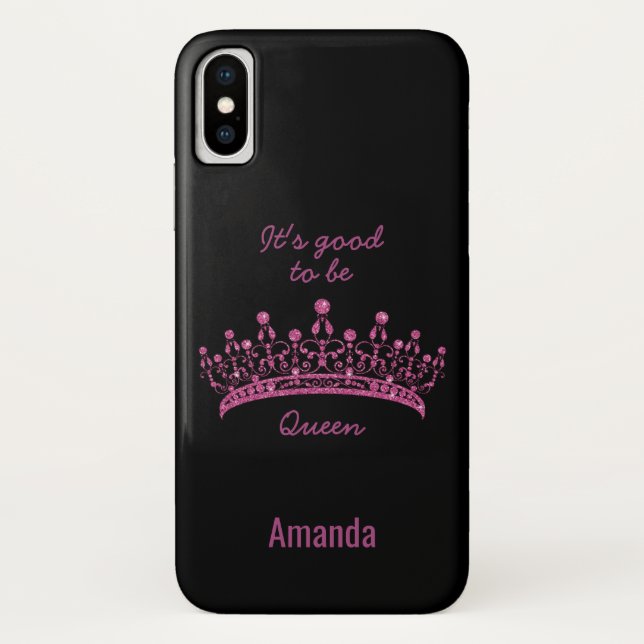 Gut, Queen Pink Glitzer Crown iPhone X Case zu sei (Rückseite)