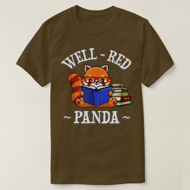 Gut Red Panda Reading T-Shirt (Design vorne)