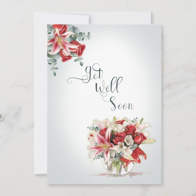 Gut Rote Rosen und Lilies Florist Bouquet (Vorderseite)