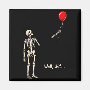 Gut Skelett hält Ballon Gothic Halloween Magnet
