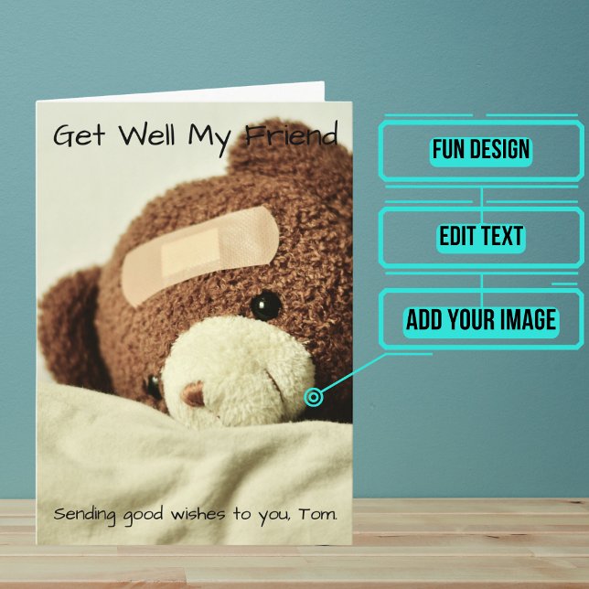 Gut Teddy Bär Karte (Send this lovely card to your loved one who is brave in the face of an accident or illness.)