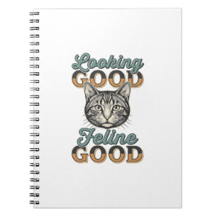 Gutaussehendes Katzen-Design im Vintage-Stil_1 Notizblock