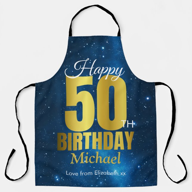 Gute 50. Geburtstag Blue Gold Schürze (Vorderseite)