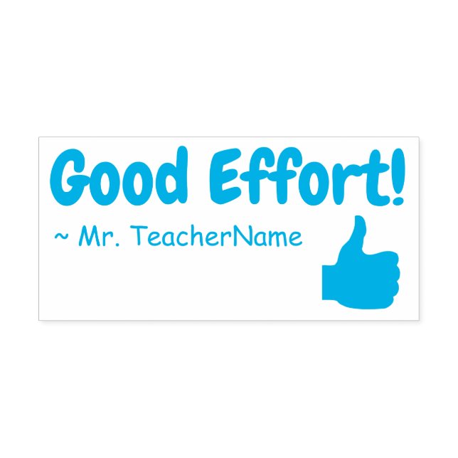 "Gute Anstrengung!" + Teacher's Name Rubber Briefm Permastempel (Design)