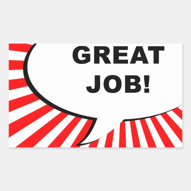 Gute Arbeit! Comic-Blase Rechteckiger Aufkleber (Vorderseite)