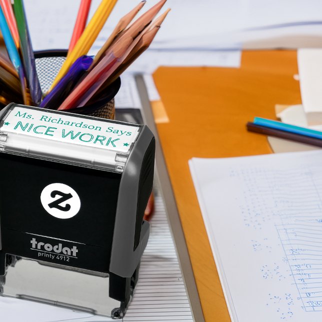 Gute Arbeit | Personalisierte Lehrkräfte Permastempel (Nice Work | Personalized Teachers Self-inking Stamp)