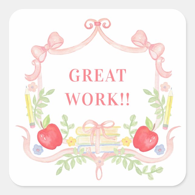 Gute Arbeit | Wappen im Klassenzimmer Quadratischer Aufkleber (Vorderseite)