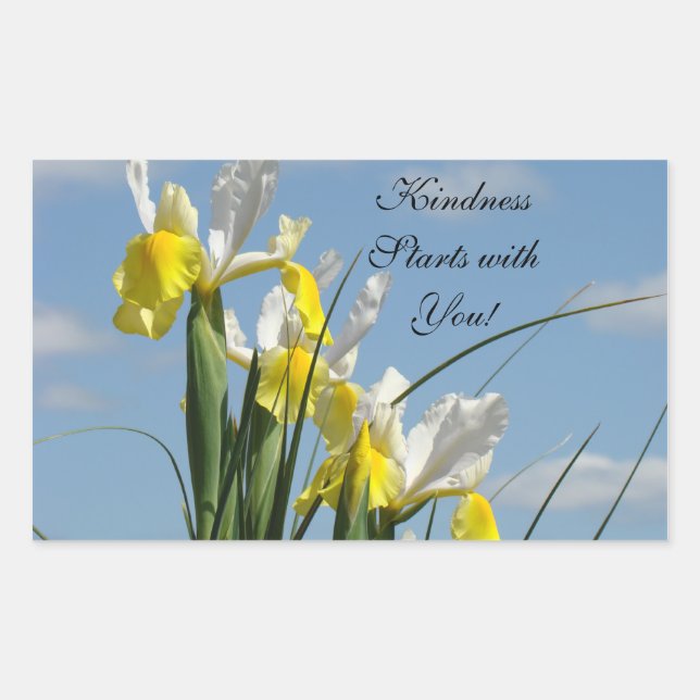 Güte beginnt mit Dir! Aufkleber Blue Sky Irises (Vorderseite)