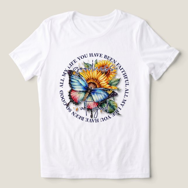 Güte bei Gott Zitat mit Schmetterling und Sonnenbl Tri-Blend Shirt (Design Vorderseite)