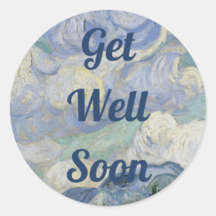 Gute Besserung Blaue Himmel Vintage Van Gogh Maler Runder Aufkleber