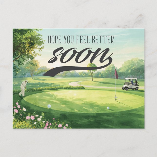 Gute Besserung für den Golfer Postkarte (Vorderseite)