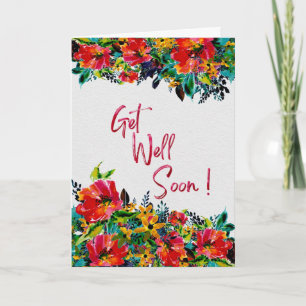 Gute Besserung – Helle Florale Aquarellmalerei Karte