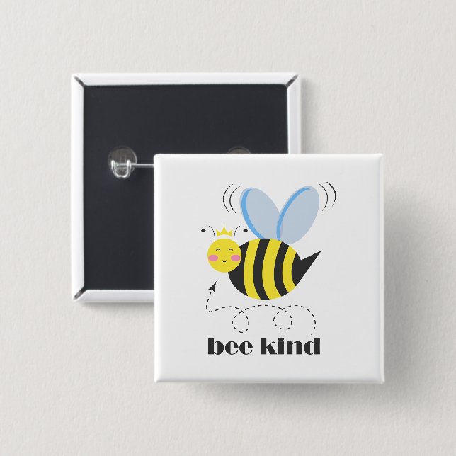 Gute Bienenprinzessin mit Krone und Slogan Bee Kin Button (Vorne & Hinten)