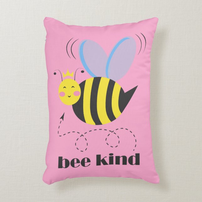 Gute Bienenprinzessin mit Krone und Slogan Bee Kin Dekokissen (Vorderseite(Vertikal))