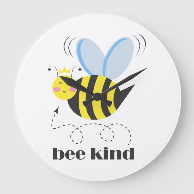 Gute Bienenprinzessin mit Krone und Slogan Bee Kin Große Wanduhr (Vorderseite)
