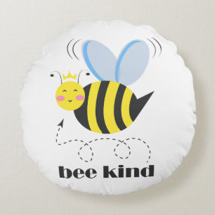 Gute Bienenprinzessin mit Krone und Slogan Bee Kin Rundes Kissen